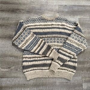 Men's Gray and Cream Sweater